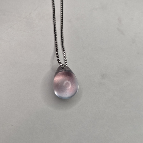Pink / Blue "Mermaid Tear" Glass pendant necklace - Picture 3 of 7
